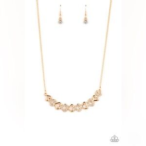 Elegant Gold Heart Necklace with Crystal Details